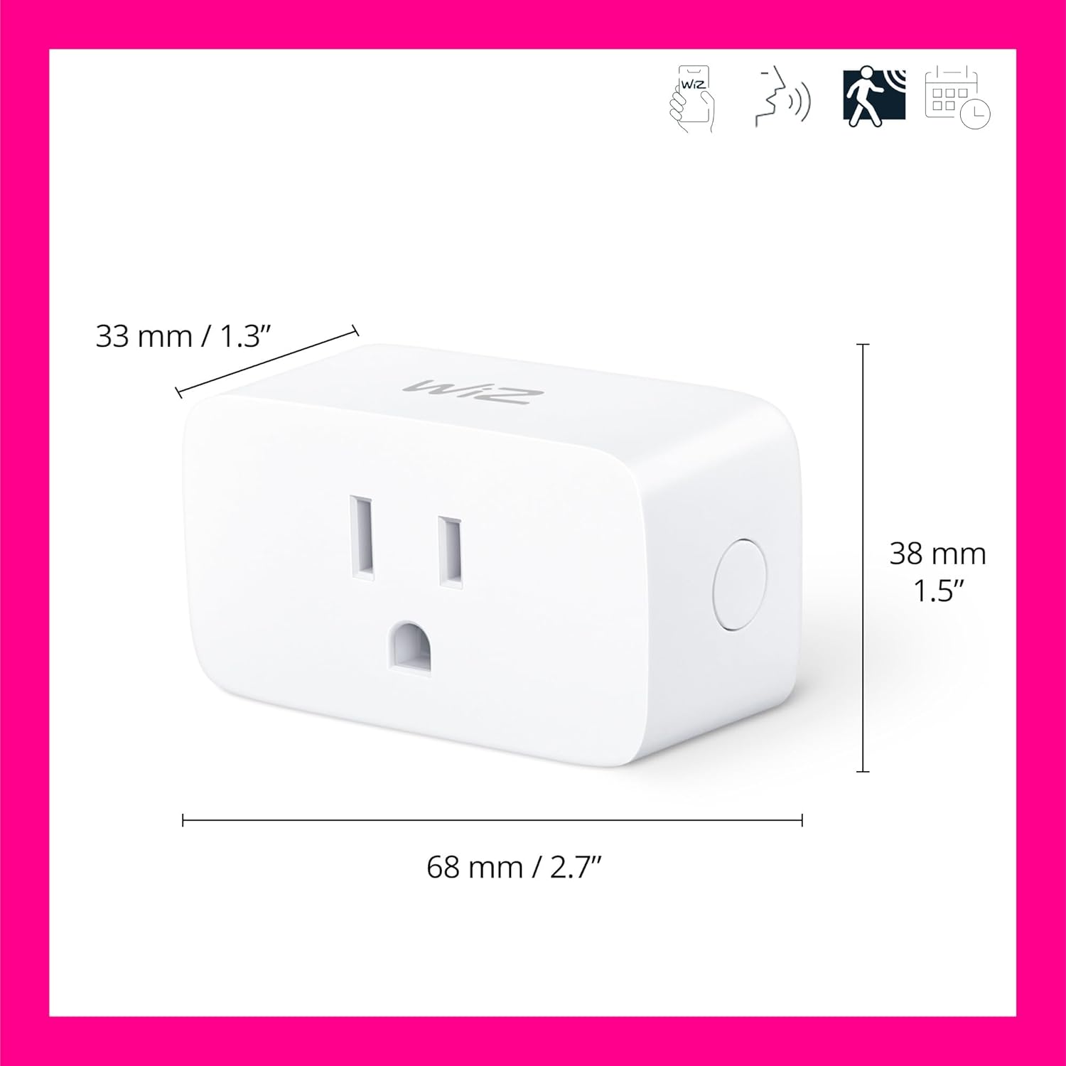WiZ Smart Plug, Sunset to Sunrise Automation, Motion Detection, Control with Voice or App, Indoor Smart Plug Compatible with Alexa, Google Home and HomeKit, 1 Pack