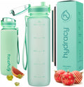 Hydracy Water Bottle with Time Marker -Large BPA Free Water Bottle & No Sweat Sleeve -Leak Proof Gym Bottle with Fruit Infuser Strainer & Times to Drink -Ideal for Fitness Sports & Outdoors
