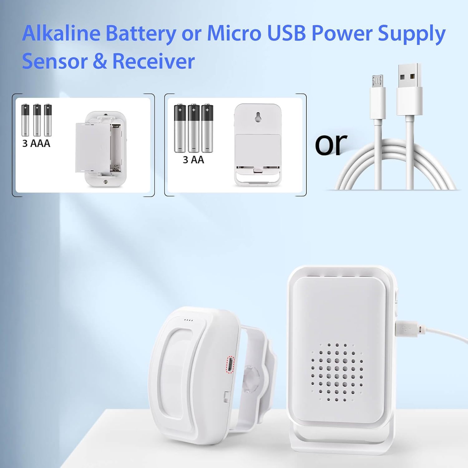 Cruxer Motion Sensor Alarm,Wireless Motion Detector Door Chime Doorbell for Home Store Business,Caregiver Reminder for Elderly,USB/Battery,Vibration