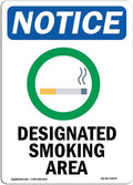 OSHA Notice Sign - Designated Smoking Area Sign with Symbol | Vinyl Label Decal | Protect Your Business, Construction Site | Made in The USA