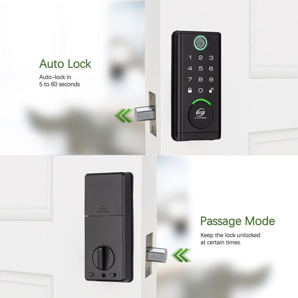Smart Door Lock, Keyless Entry Deadbolt with Fingerprint, Biometric Electronic Door Lock with Keypad & App Control, Easy Installation for Front Door, Home, Office