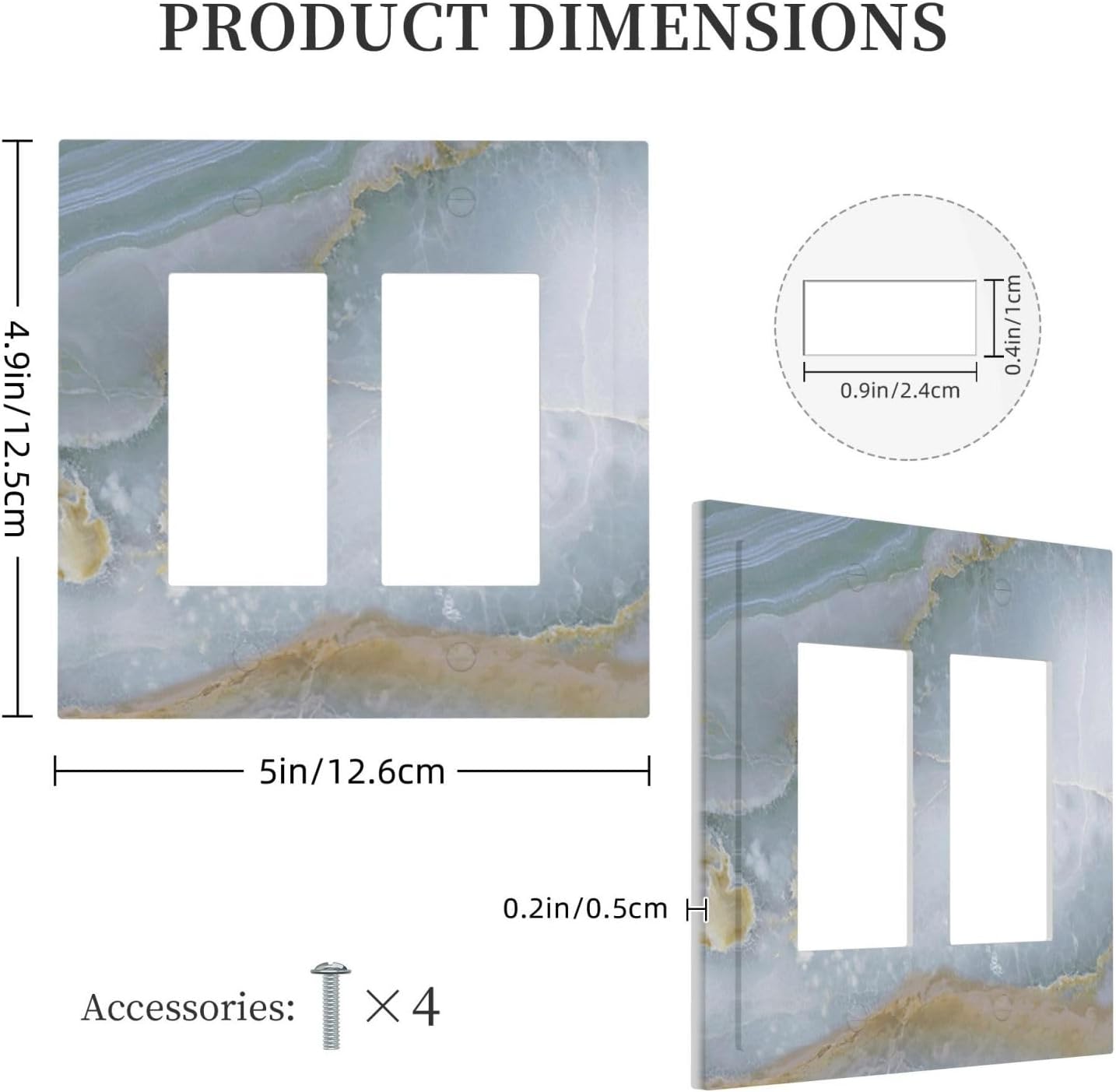 Decorative Outlet Covers Colored Art Marble Golden Line 2 Gang Double Gfci Rocker Electrical Wall Panels Light Switch Cover Plate For Bathroom Kitchen Decor