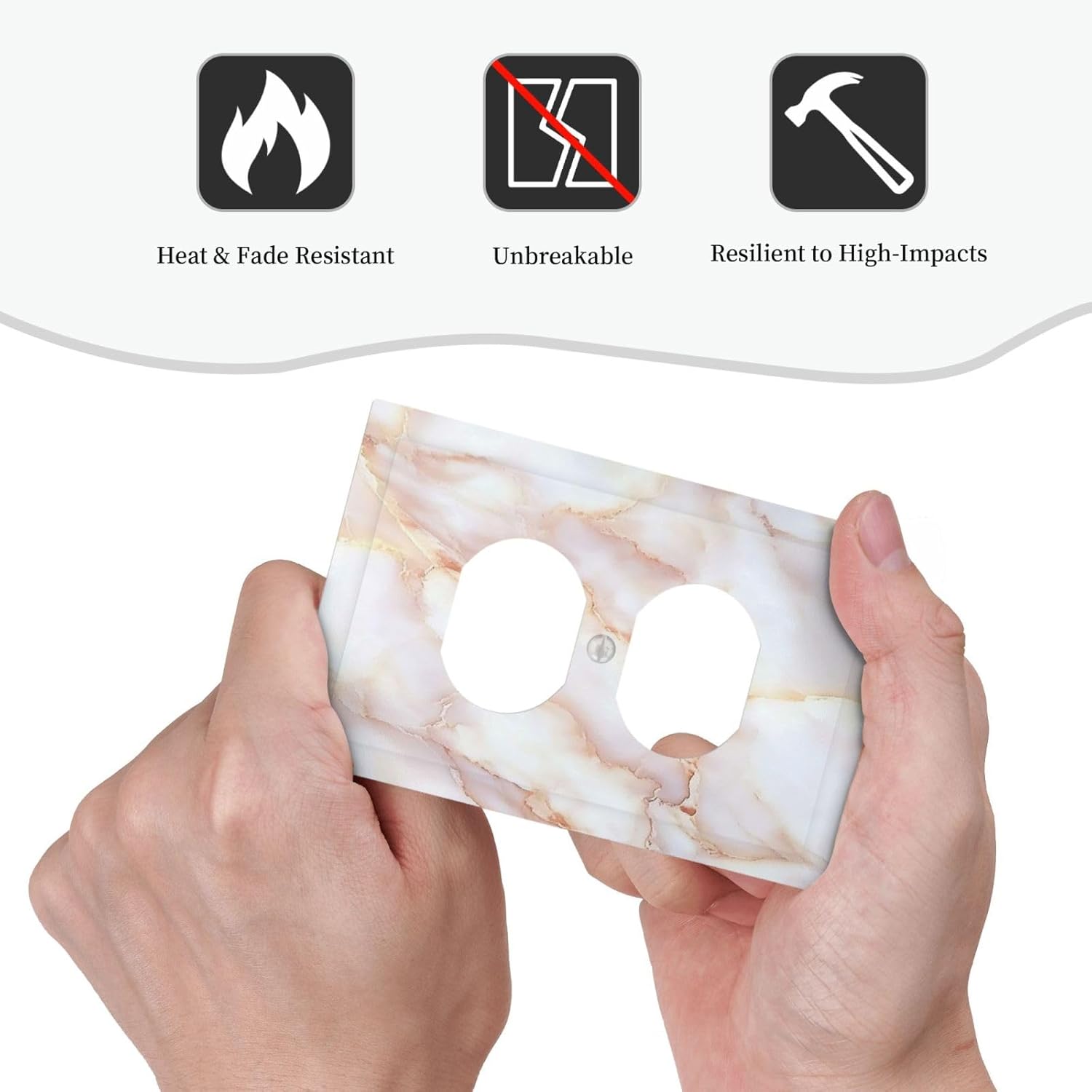 Outlet Covers Pink Jade Marble Granite 1 Gang Duplex Light Switch Cover Decorative Switch Plates Electrical Receptacle Faceplate Wall Plate For Bathroom Kitchen Decor