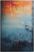Blue Orange Abstract Modern Minimalist Oil Painting 1-Gang No Device Blank Wallplate Electrical Light Switch Covers Decorative Receptacle Face Plate Cover for Bathroom 5 X 3 IN