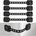 Songaa Child Safety Cabinets Strap Locks 4 Pack - Adjustable Baby Proofing Cabinet Latches for Drawers, Oven, Dishwasher, Fridge, Toilet Seat, Trash Can, with 3M Adhesive Pads - Black