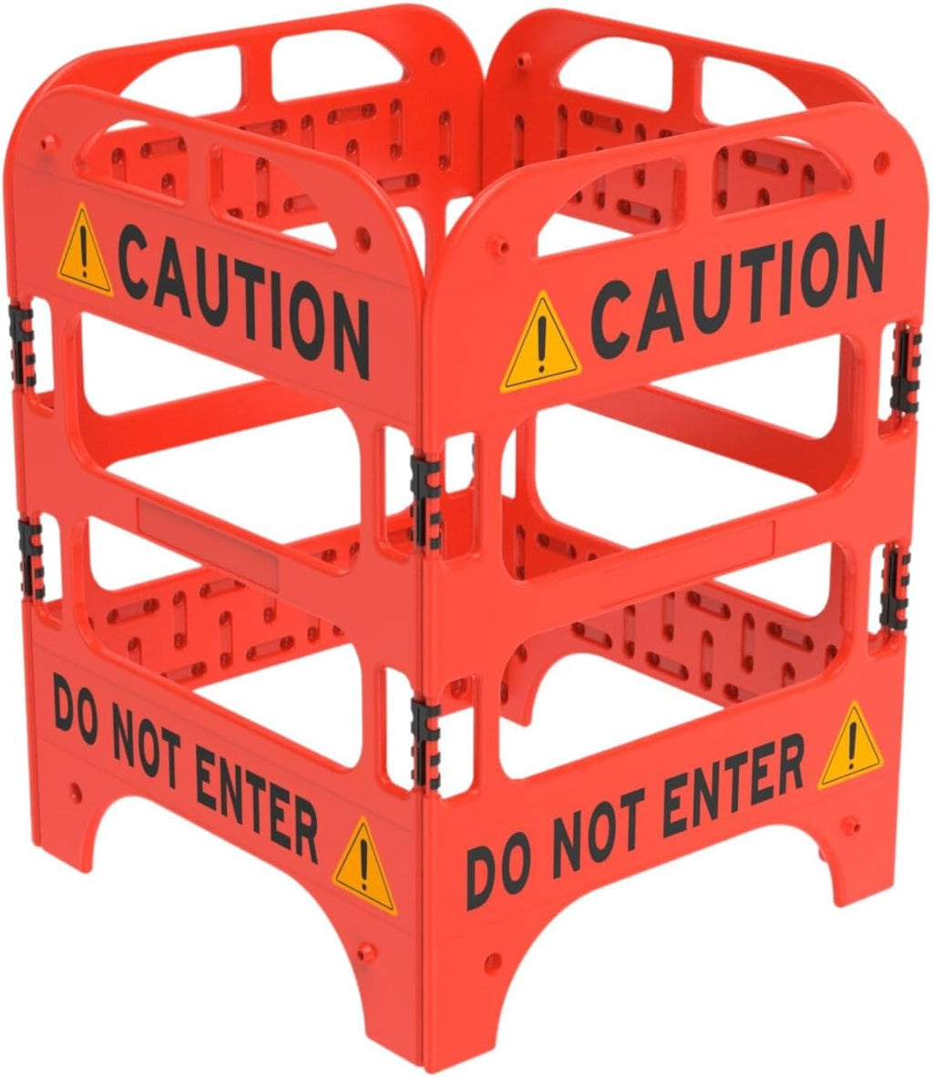 Collapsible Safety Barrier with Reflective Strips - Portable Foldable Caution Barricade for Construction Zones, Crowd Control & Traffic Safety, High Visibility Durable Barrier, Weatherproof Hazard Warning Fence