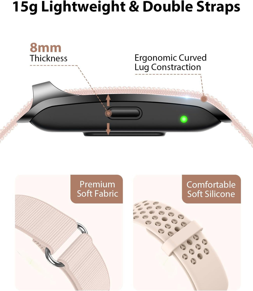 Smart Bracelet, Wearable Activity & Fitness Tracker Band, 24H Sleep Tracker, All-Day Continuous Heart Rate Blood Pressure Stress HRV Monitor, 173 Sport Modes Smart Wristband with 2 Bands, Free APP