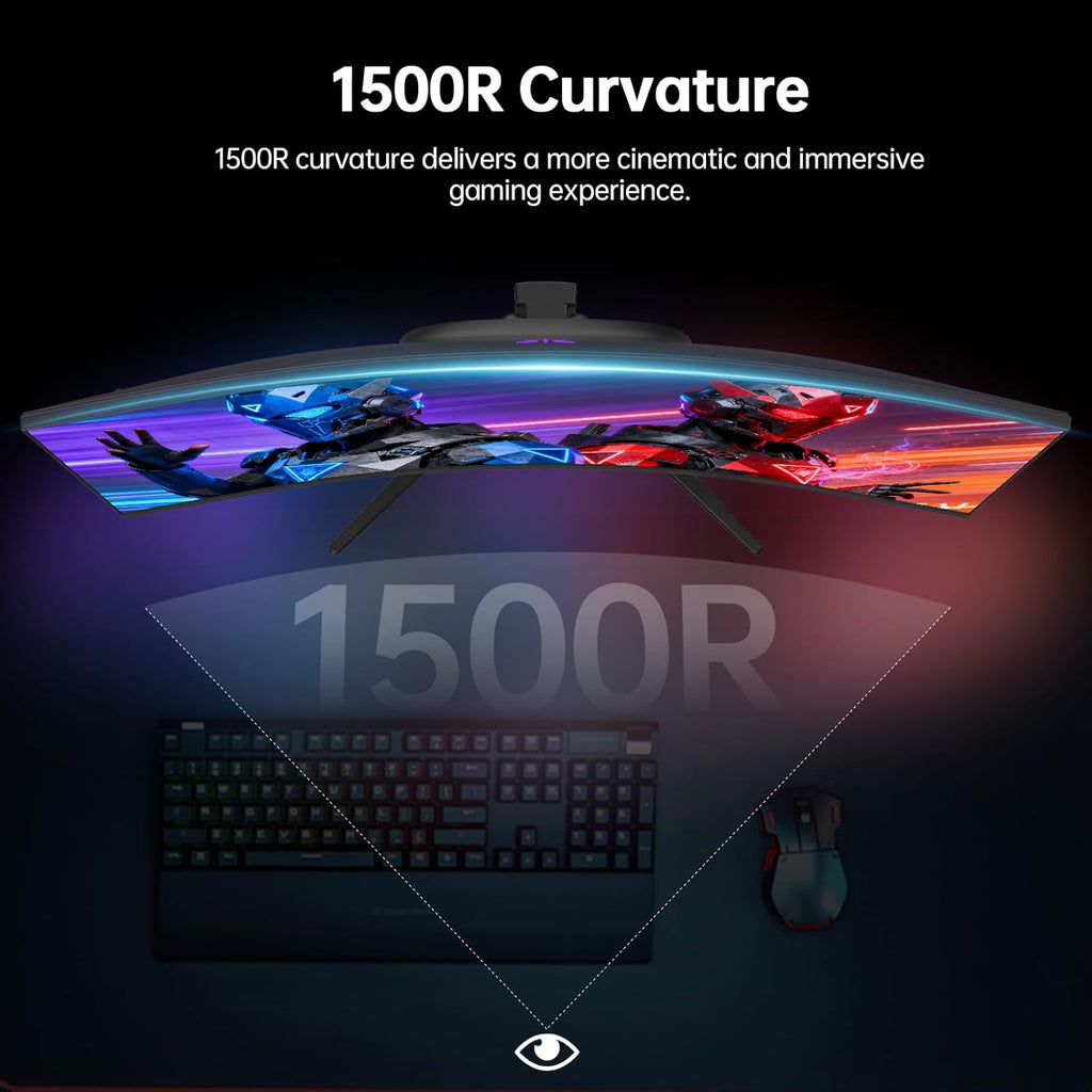 KTC 32 Inch Curved Gaming Monitor, 2K 180Hz Computer Monitor, Up to 185Hz, QHD 1500R PC Monitor 1ms with Adaptive Sync, DisplayPort/HDMI/USB, VESA Wall Mount, Tilt Adjustable, H32S5