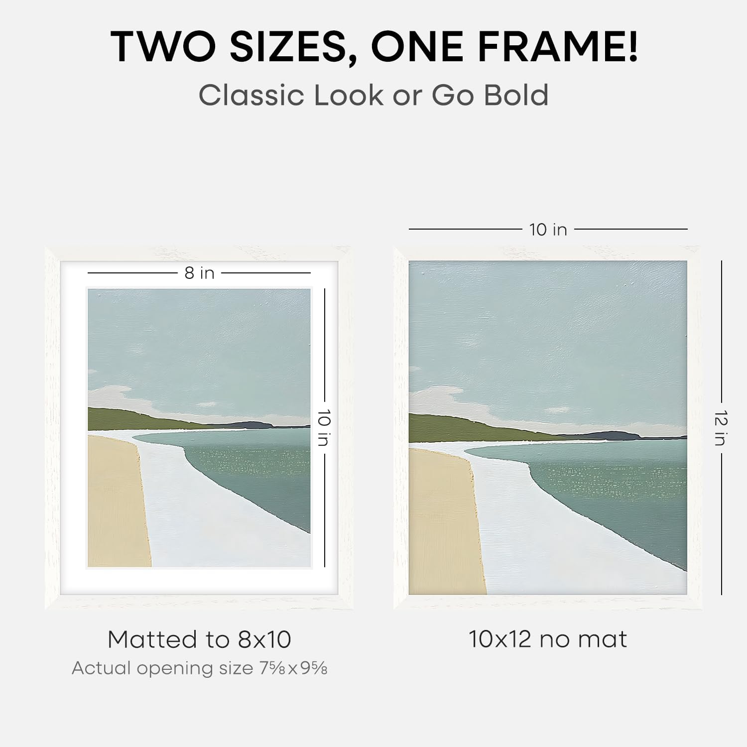 Homeforia White Frame 10x12 Wood, High End Oak 10x12 Picture Frames with Mat 8x10, 10 x 12 White Wooden Poster Frame Matted to 8 x 10 inch Photo, 12by10 Thin Frames, Tempered Glass, Wall Kit, Set of 1