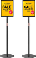 Sign Holder Stand 8.5x11 inch - Flip Open Pedestal Floor Standing Sign Holder, Adjustable Versatile Sign Stands for Display, Floor Sign Holder with Easy Replacement for Events and Promotions (2 PACK)