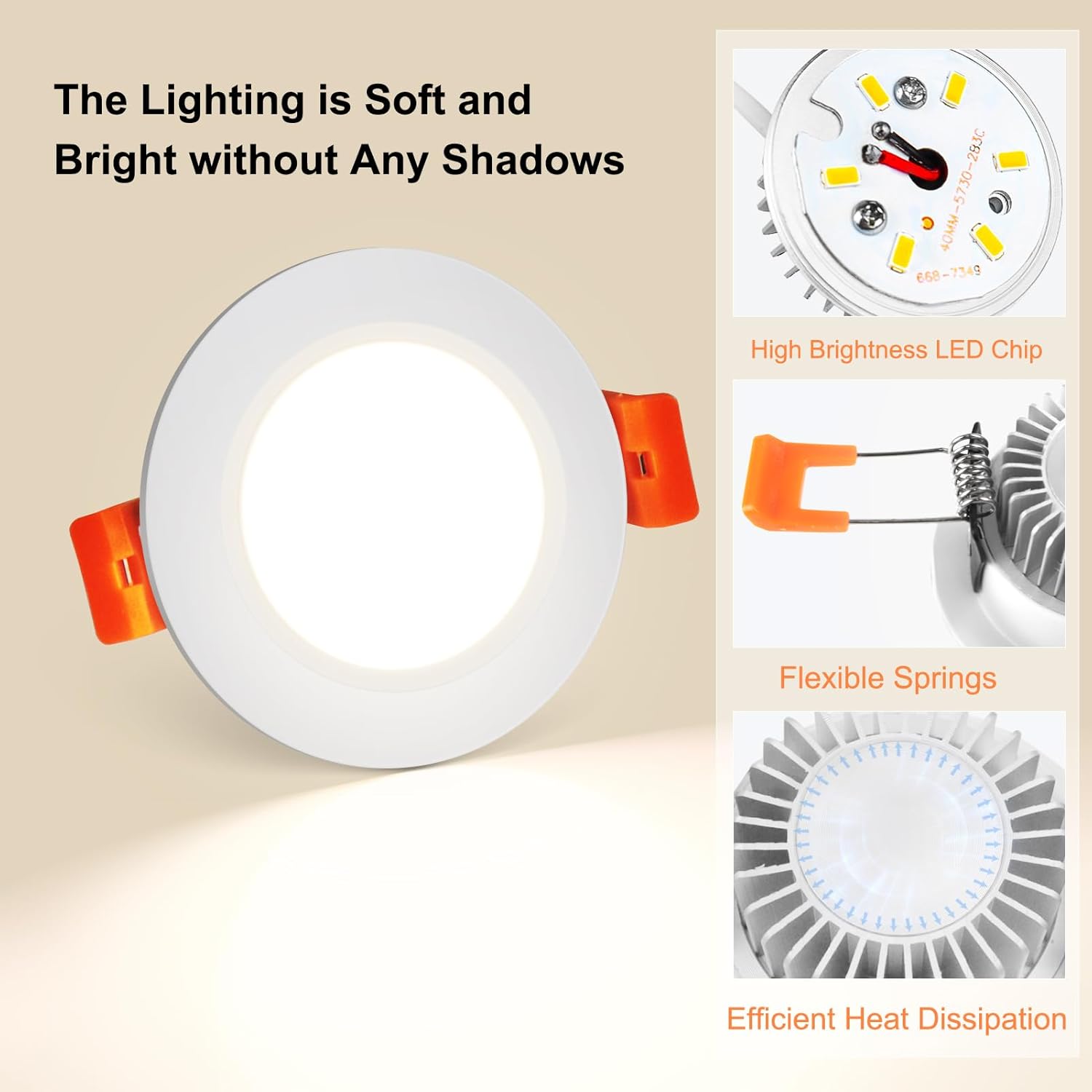 YGS-Tech 2 Inch LED Recessed Lighting, Dimmable Downlight 3W(35W Halogen Equivalent), CRI80, 4000K Natural White Ceiling Light with LED Driver (16 Pack)