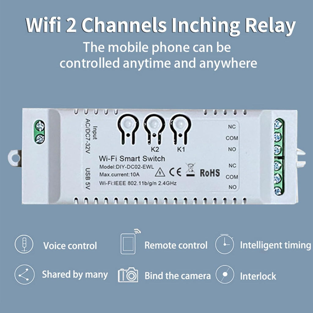 6X 2CH WiFi Smart Switch DIY APP 85-265V USB 5V 2.4G WiFi Home Automation Module for Home