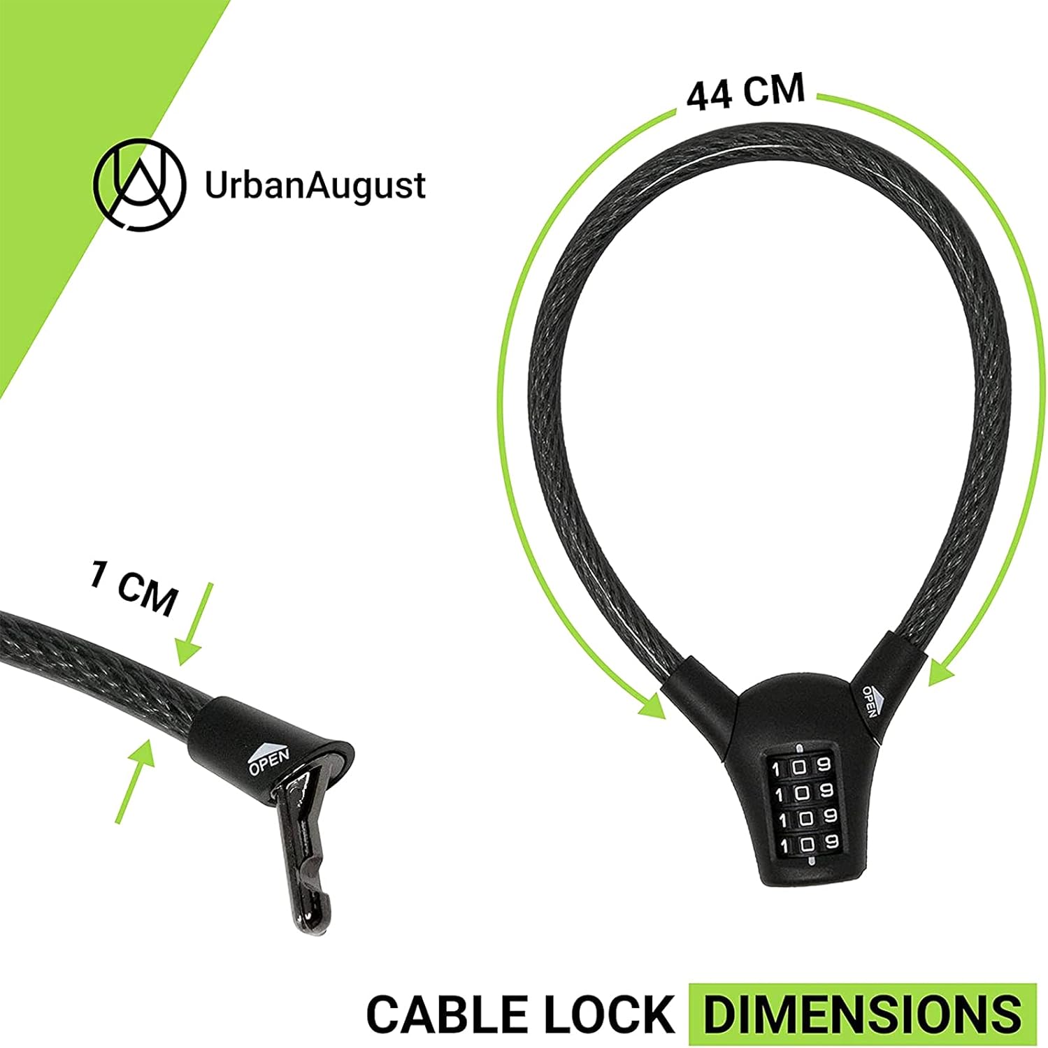 Urban August Max Refrigerator Cabinet Locks for Adults Kids Toddlers - Premium Cable Locks with Combination 4-Digit Code - Cut-Resistant Easy-to-use Multifunctional French Door Lock - One Pack