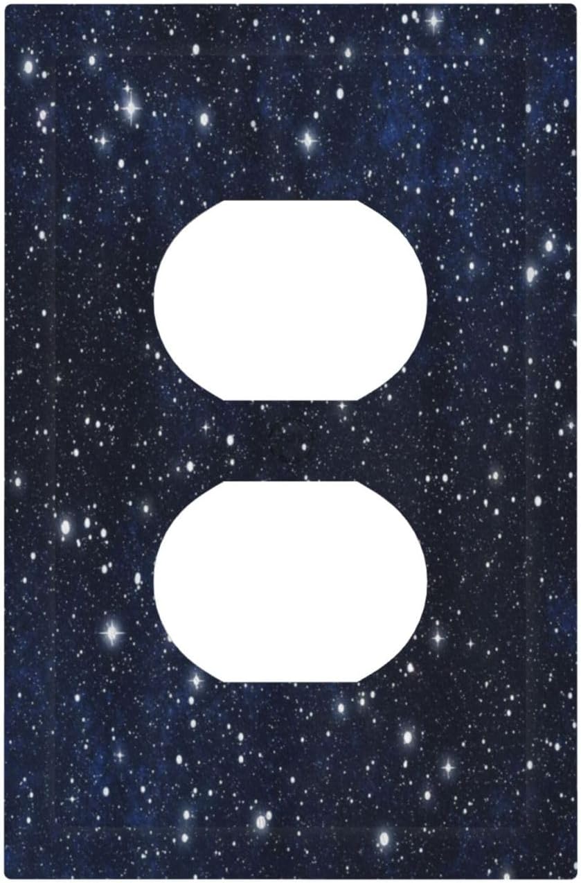 Wall Plate Decorative Light Switch Plate Covers Blue Night Sky Star Cosmic Starry Fantasy Galaxy Universe Space Single Duplex Switchplate 1 Gang Outlet Plate for Home Bedroom Bathroom Decor