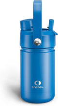 Kids Insualated Water Bottle with Straw - 12oz Stainless Steel Water Bottle with Dual Spouts, Leak-Proof, BPA-Free, Double Wall Vacuum Keeps Cold for 24 Hours for Sports, Travel, School (Celtic Blue)