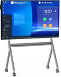 75'' Interactive Whiteboard, 4K Touchscreen Smart Whiteboard with Built-in Dual System Windows 11 Pro & Android 14.0, Smart Board for Classroom and Business(Board+Wall Mount+Movable Stand)