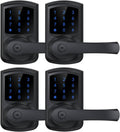 HIDALIFE Keyless Entry Door Lock with Keypad and Handle for Front Doors, Touchscreen, Anti-peep Password, Auto-Locking, Matte Black 4 Pack