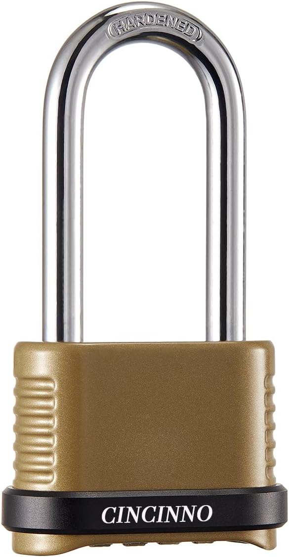 4 Digit Combination Lock, Heavy Duty Combo Padlock with Long Shackle for Outdoor Use,Sheds, Locker, Storage Unit, Gym and Gate