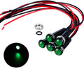 5pcs 6mm LED Indicator Light Plastic Black Signal Dot Lamp 110-220VAC 1/4" Mounting Hole Size with 15cm/5.9in. Wire (Green LED)