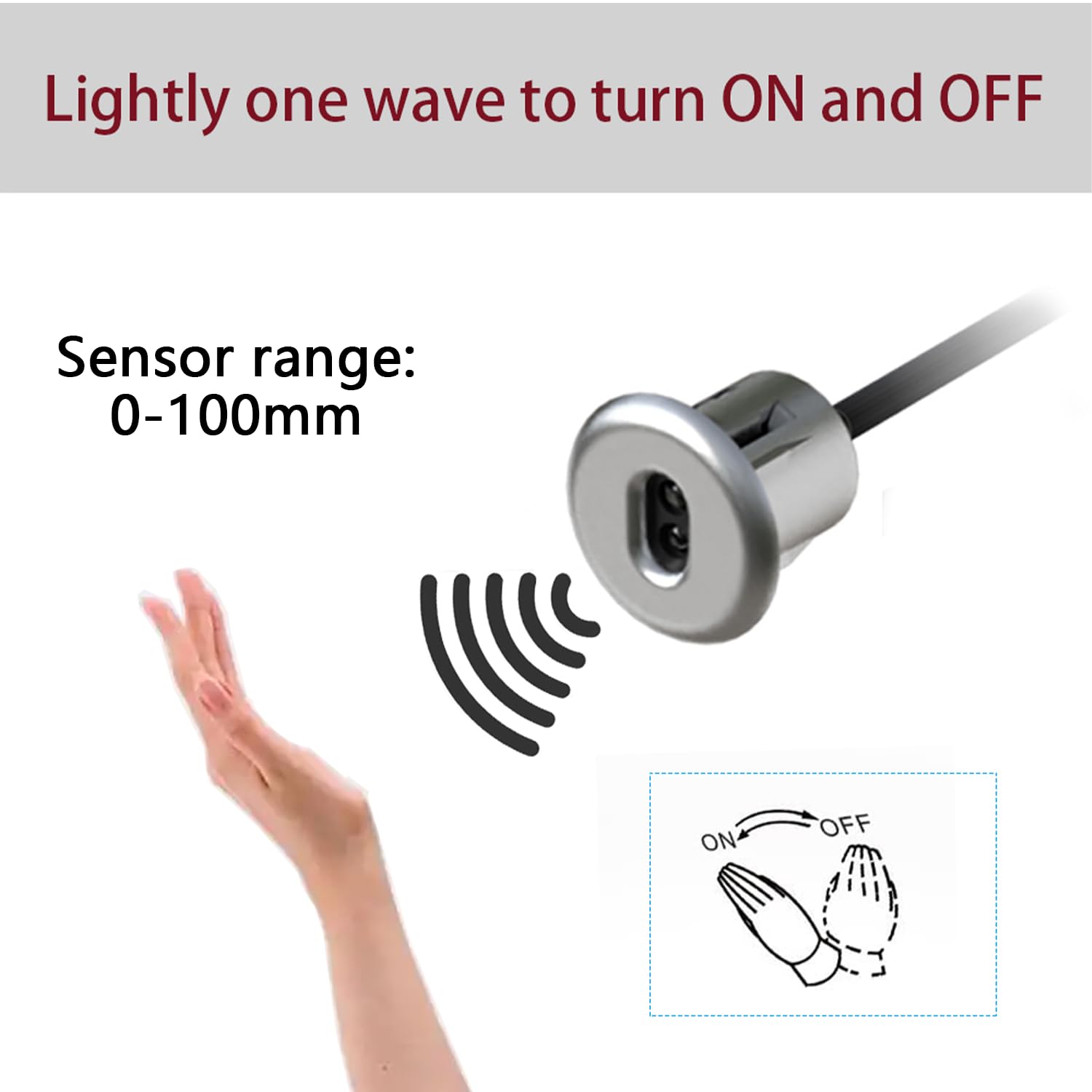 VST Motion Sensor Light Switch, IR Handwave Activated Dimmable Light Switch for Closet Light LED Strip Light Under Cabinet Lighting with 12V JST Male and Female Connector (DC 12/24V 3A)