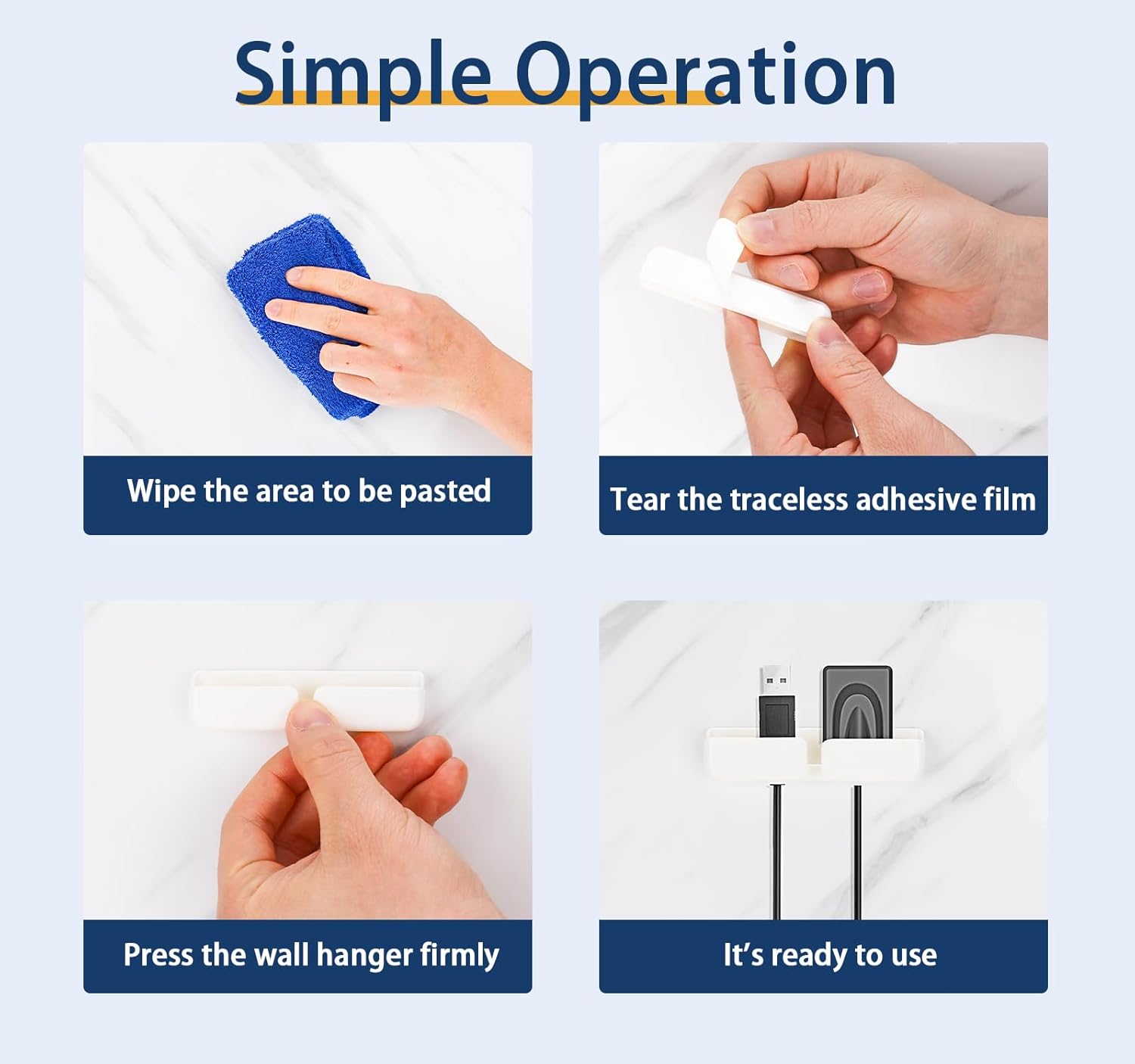 Dental X-Ray Sensor Holder (3-Pack, White) – High-Density Plastic Wall Mount, Adhesive Installation, Fits Most Sensor Brands & USB Cables for Dental Office