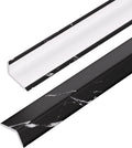 OUZUGIE 8-Pack 57 Inches, WPC Slat Wall Panel Trim,Corner Guard for Low Grille (Black Marble-1)