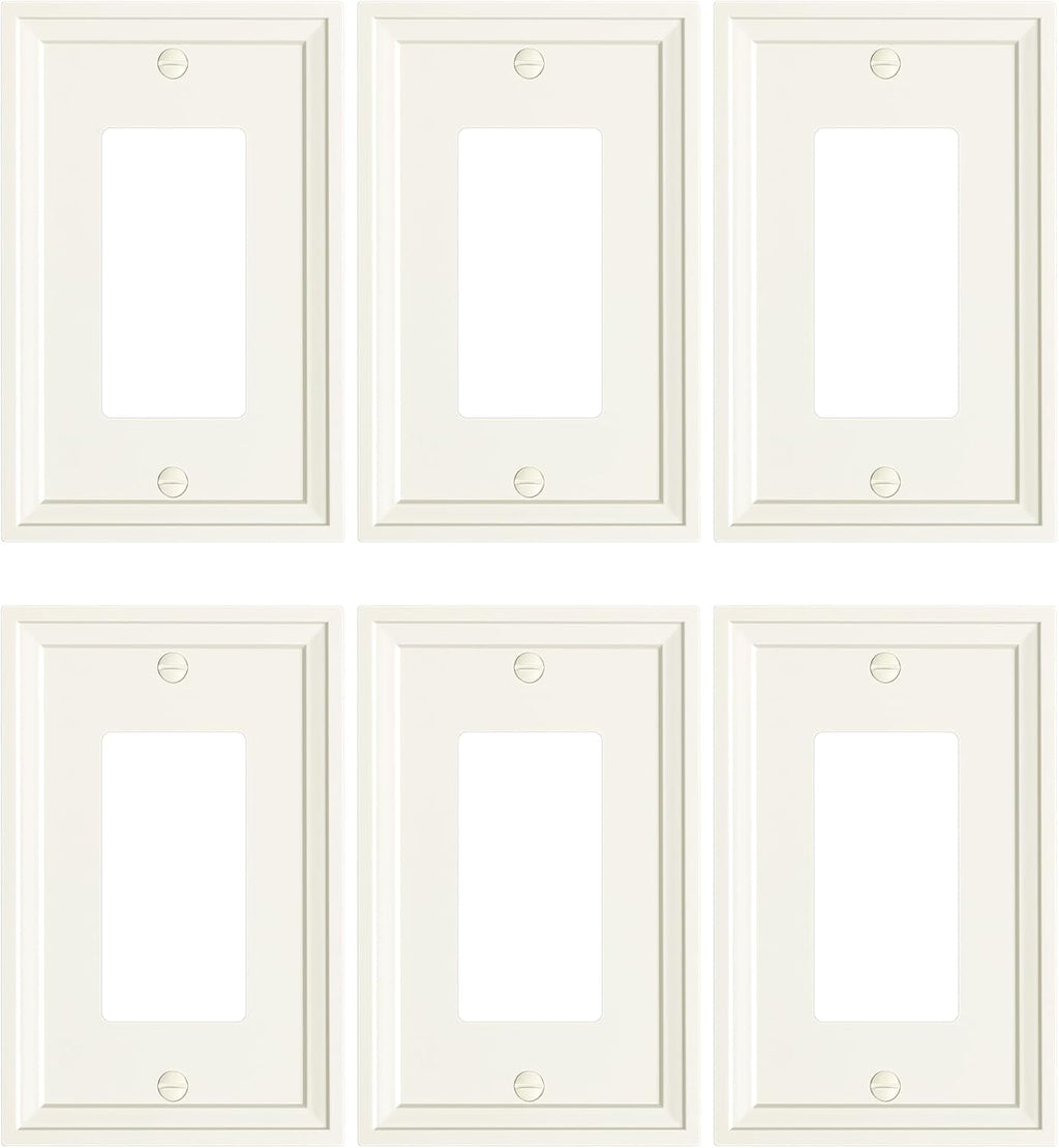 6-Pack Decorator Outlet Cover Plate, Light Almond Modern Decorative Switch Plates and Outlet Covers, Natural Bamboo Fiber Wall Plates for Electrical Outlets