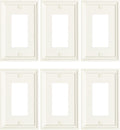 6-Pack Decorator Outlet Cover Plate, Light Almond Modern Decorative Switch Plates and Outlet Covers, Natural Bamboo Fiber Wall Plates for Electrical Outlets