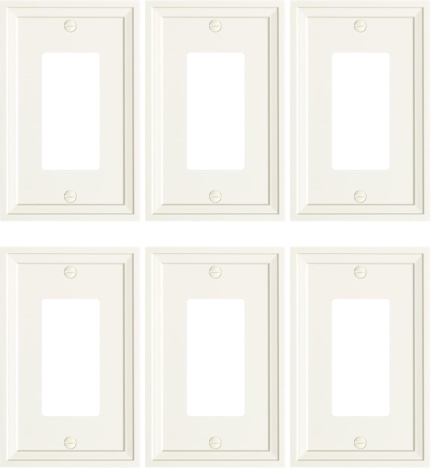 6-Pack Decorator Outlet Cover Plate, Light Almond Modern Decorative Switch Plates and Outlet Covers, Natural Bamboo Fiber Wall Plates for Electrical Outlets