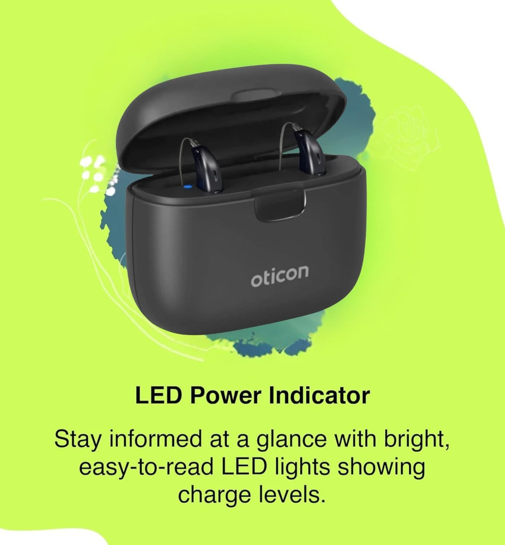 Smart Rechargeable Hearing-Aid Charger with Auto Shut-Off & LED Status Indicators – Fast, Cord-Free Docking Station for Two Devices
