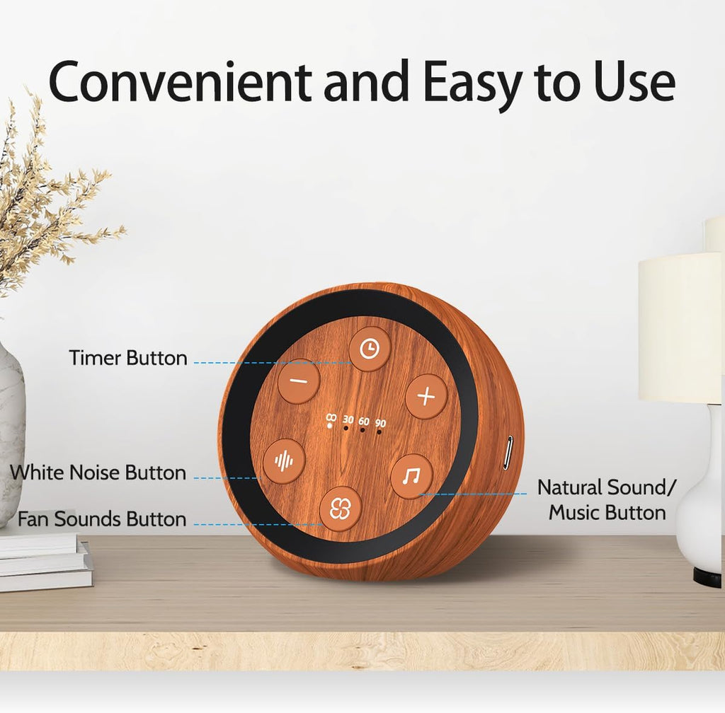 Battery Powered Sound Machine White Noise Sleep Machine with 32 Calming Sounds 36 Volume Levels Brown Noise Machine for Baby Kid Adult with 4 Timer for Travel Office Privacy