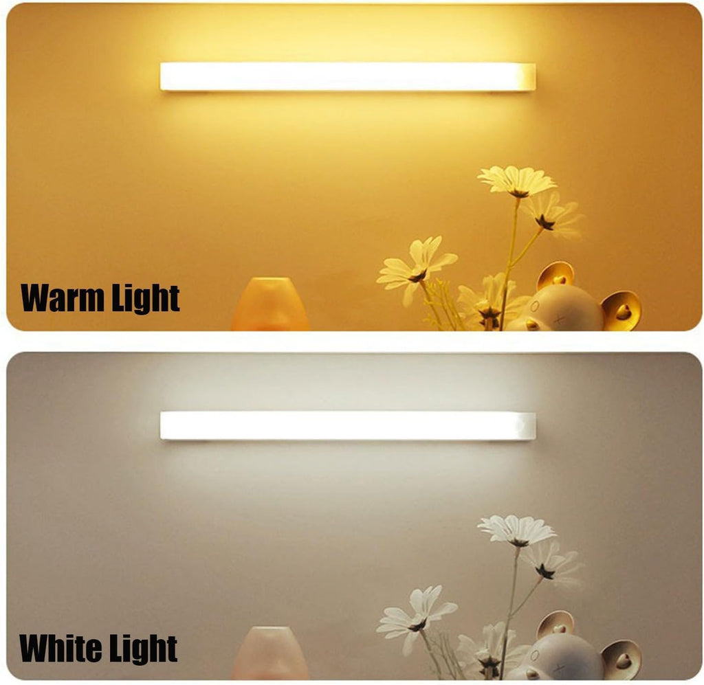 Punch-Free Smart Sensor Magnetic Rechargeable LED Lights, Motion Sensor Light Indoor for Stairs, Wardrobe, Cabinet (2PCS White Light,30cm/11.81in)