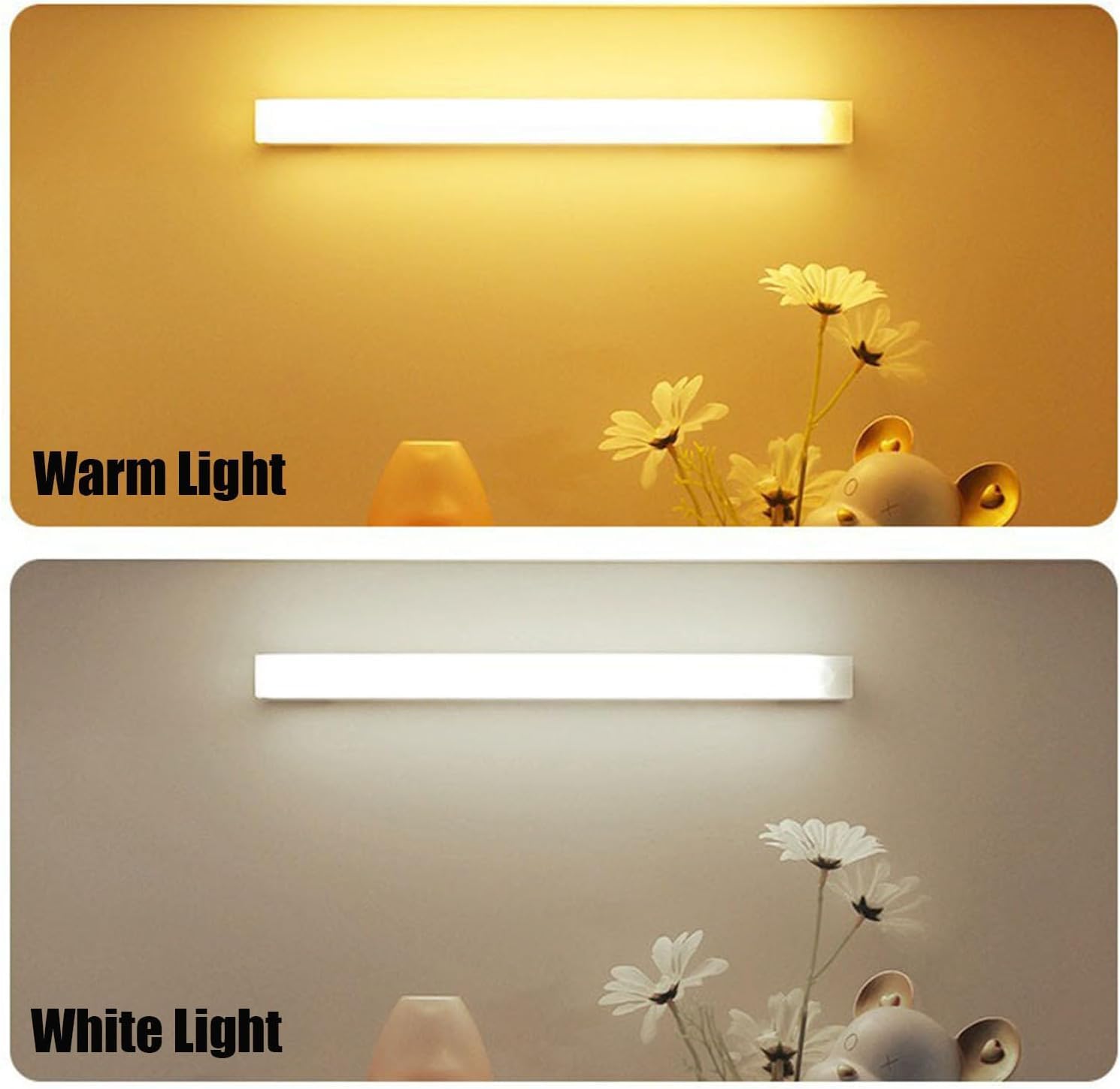 Punch-Free Smart Sensor Magnetic Rechargeable LED Lights, Motion Sensor Light Indoor for Stairs, Wardrobe, Cabinet (4PCS White Light,30cm/11.81in)