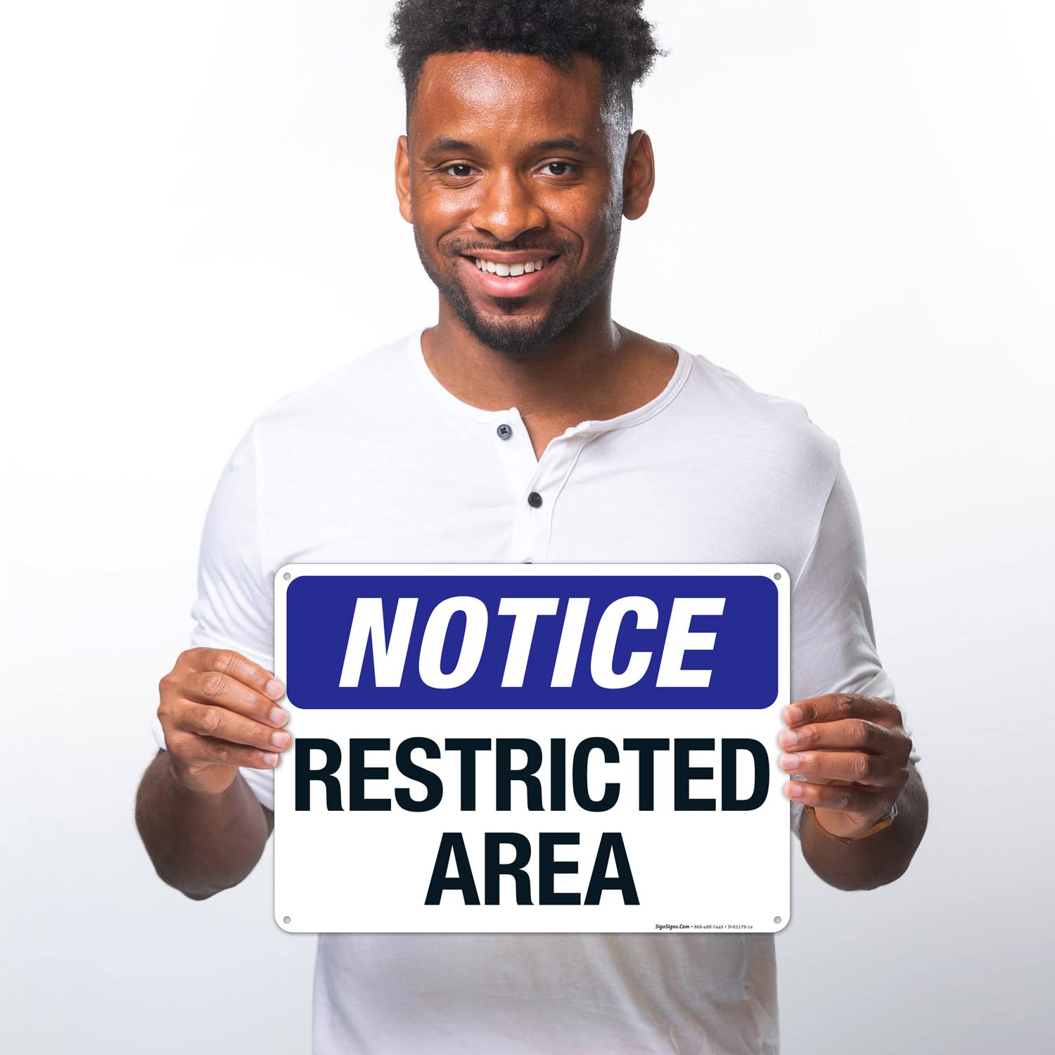Notice Restricted Area Sign, 10x14 Inches, Rust Free .040 Aluminum, Fade Resistant, Made in USA