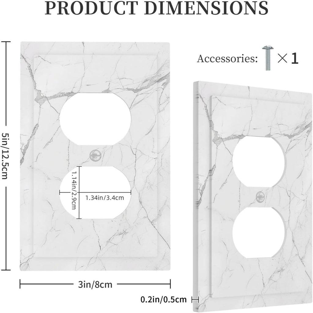 Outlet Covers White Grey Abstract Modern Marble 1 Gang Duplex Light Switch Cover Decorative Switch Plates Electrical Receptacle Faceplate Wall Plate for Bathroom Kitchen Decor