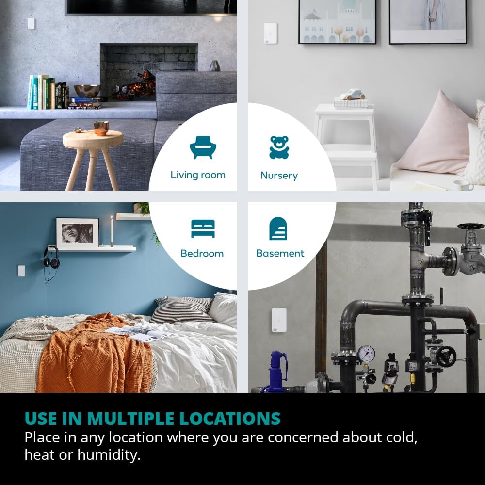 Zigbee Temperature & Humidity Sensor by Ezlo – Monitors Temperature and Humidity Levels Across Your Home – Ideal for Bedrooms, Living Rooms, and Nurseries. Works with Alexa and Zigbee Hubs