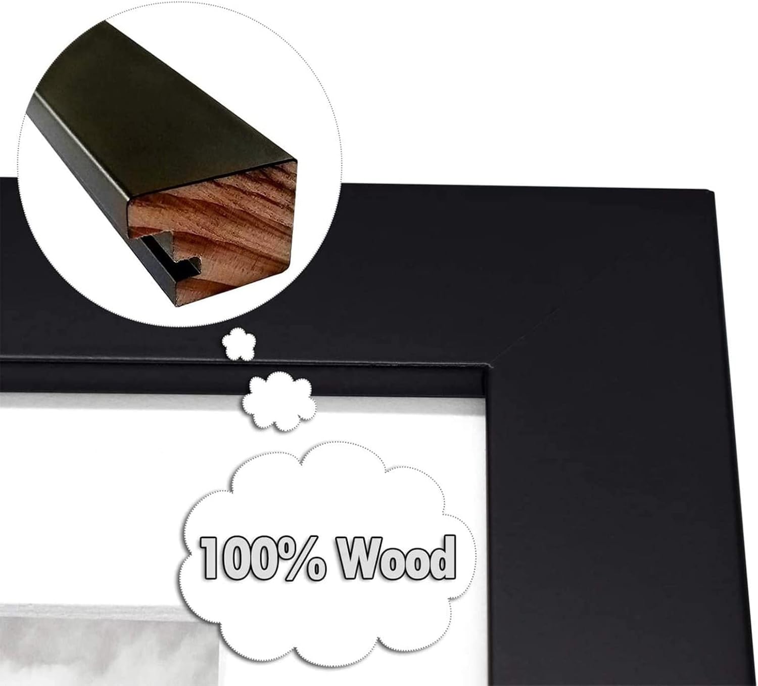Golden State Art, Set of 3, 9x18 Black Wood Frame - White Mat for Three 5x7 Pictures - Sawtooth Hangers- Swivel Tabs - Wall Mounting - Landscape/Portrait - Real Glass - Collage Frame