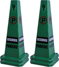 26.5" Caution Cones, 4-Sided Visible Safety Signs with Heavy Rubber Base, Warning for Slip & Fall Prevention, Indoor/Outdoor Use (4, Reserved Parking-Green, 26.5 inch)