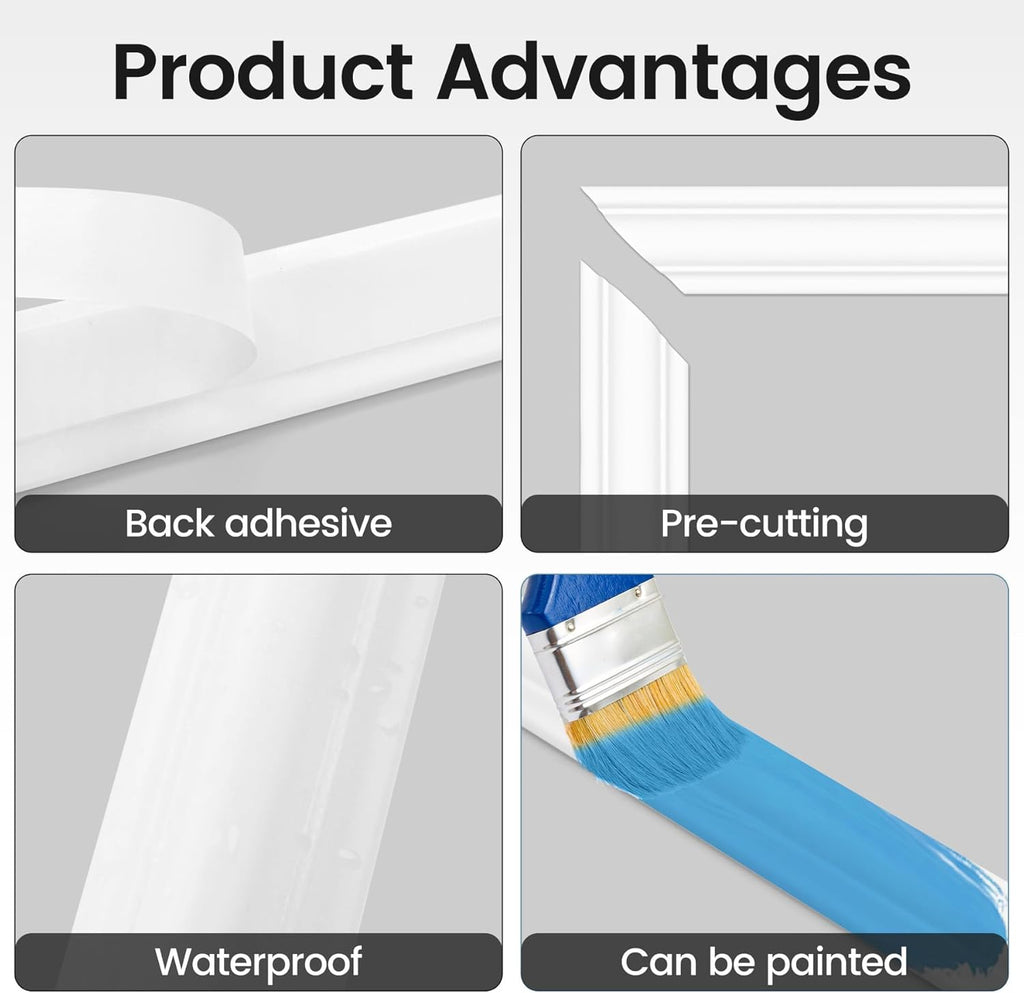 Peel and Stick Wainscoting Panels Kit, 3 Sets 16''x24'' Premade Wall Molding Peel and Stick Panels for Interior Wall Trim, Easy DIY Wainscoting Panels Peel and Stick Decor