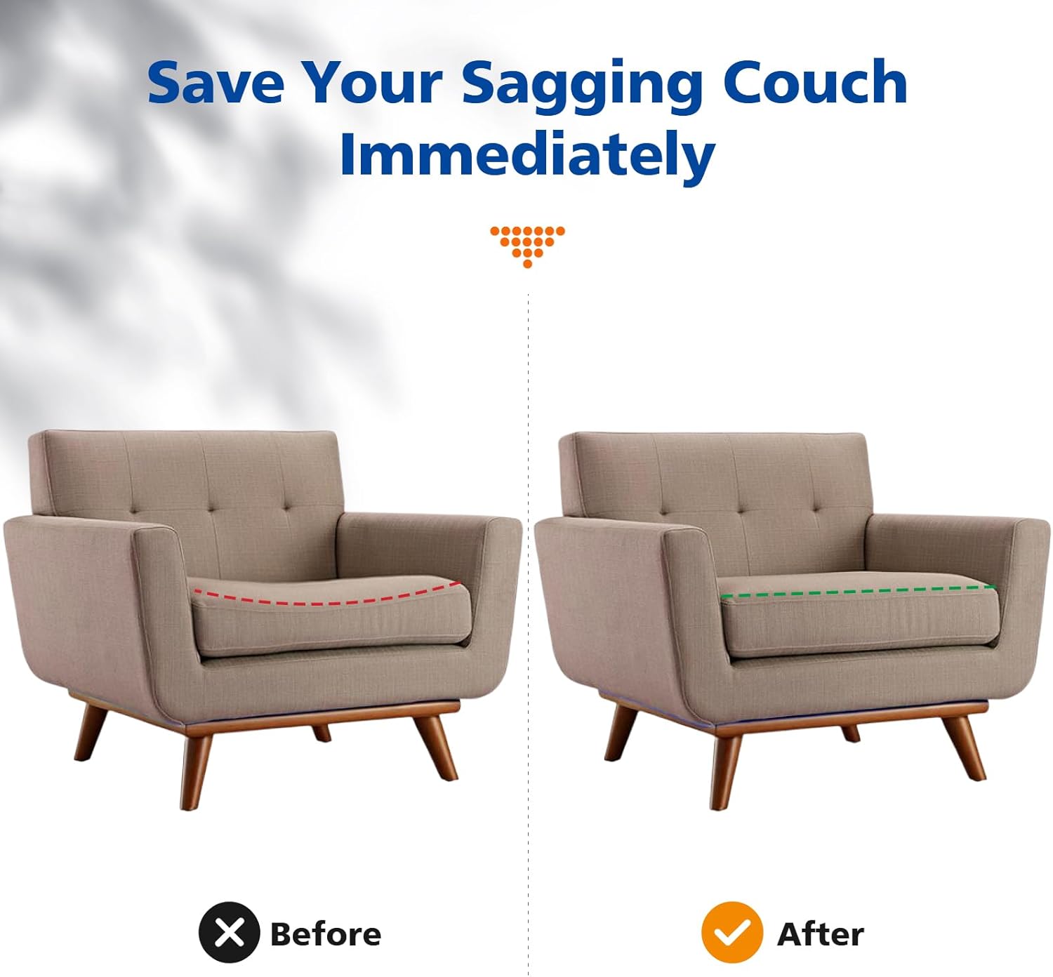 Couch Cushions Support for Sagging Seat 20"X 20"Insert padsSupports Board Sofa Furniture seat Cushion Under Sag Repair, Curved High Density Foam Replacement for Sectional Loveseat Chair Blue Set of 1