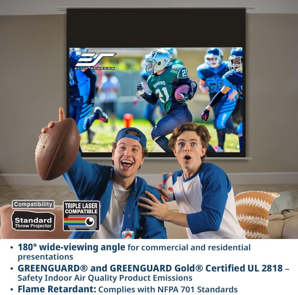 Elite Screens Evanesce 126" Diag.16:9, Recessed in-Ceiling Electric Motorized Projector Screen and Installation Kit, Matte White Fiberglass Reinforced Projection Surface, IHOME126HW3-E20