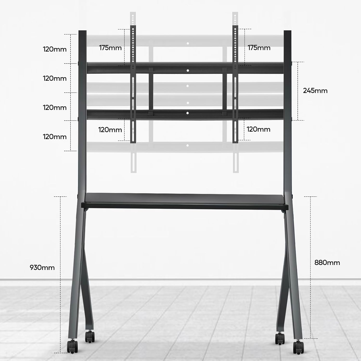Smart Board Stand for 55-75 Inch Electronic Whiteboard Screens, Lockable Wheels, Portable Design for Classroom, Home, Office