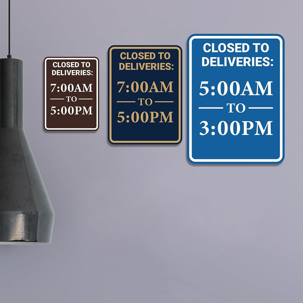 Portrait Round Closed To Deliveries: Custom Wall or Door Sign Easy Installation | Business and Office Decor | Customized Text