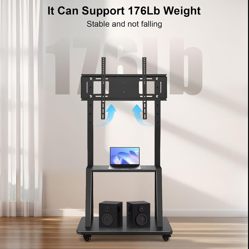 Smart Board Stand with Wheels,Height Adjustable Mobile Rolling Stand for Classroom & Office, Holds up to 300lbs, Whiteboard Portable Cart on Wheels (for 43-65 Inch Smart Board)