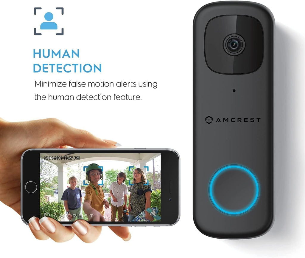 Amcrest 4MP Video Doorbell Camera Pro, Outdoor Smart Home 2.4GHz and 5GHz Wireless WiFi, Micro SD Card, AI Human Detection, IP65 Weatherproof, 2-Way Audio, 164º Wide-Angle Wi-Fi AD410