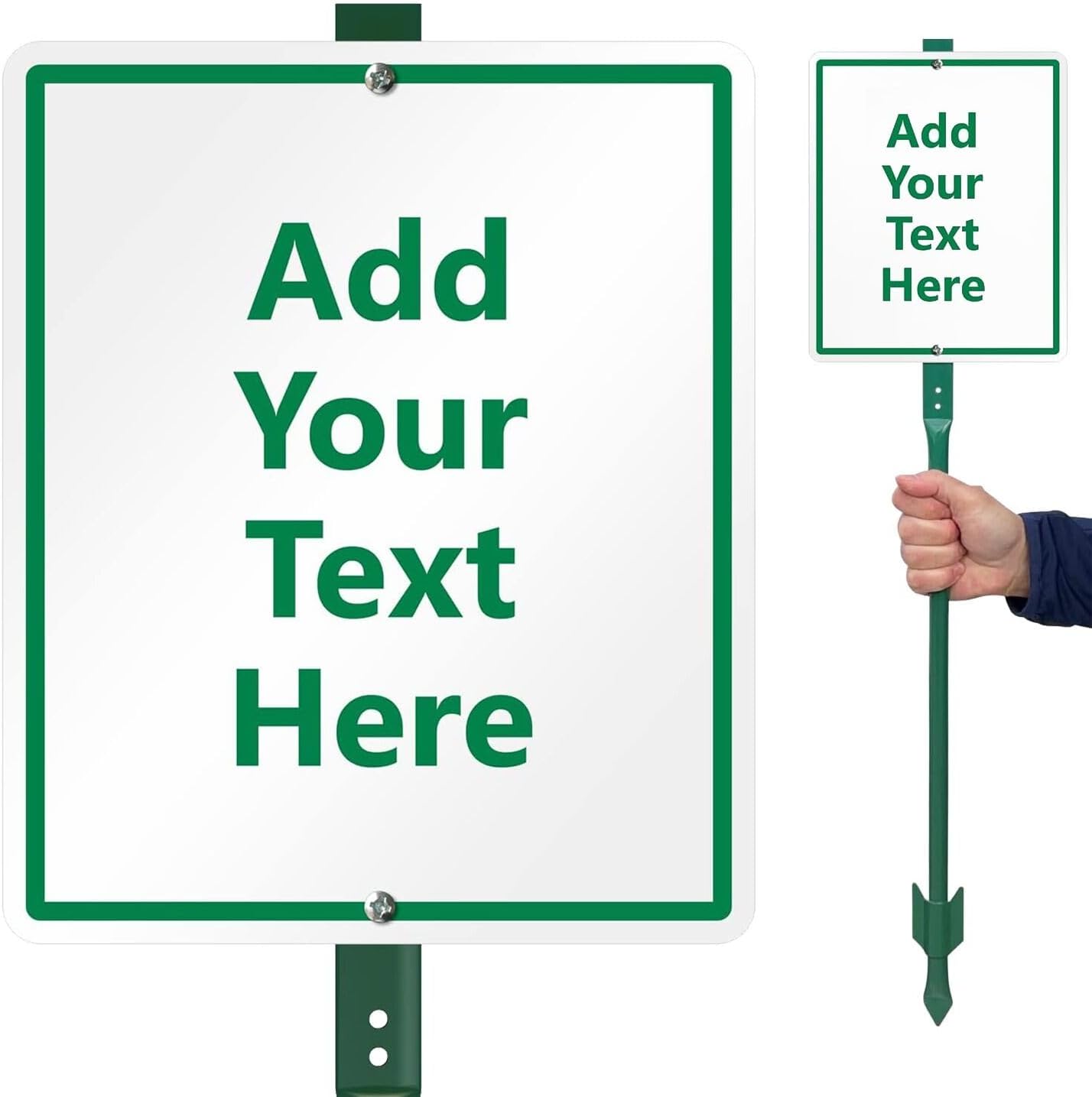 SmartSign 12" x 10" Custom Yard Sign with 3 foot Stake, 40 mil Laminated Rustproof Aluminum, Personalized Metal Lawn Sign Post for Outdoor, Driveway, No Soliciting, Choose Color, Set of 1, USA-Made