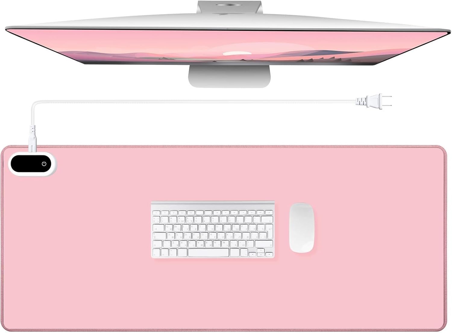 Konohan Heated Large Desk Mat PU Leather Warm Mouse Pad with 5 Heating Level & 4 Hour Auto Shut-Off Heating Keyboard Pad Warmer Gaming Mice Mat Only Supports 110v(Pink Color,35.4"x 14.2")