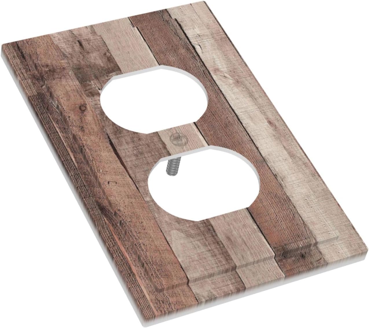 Outlet Covers Retro Wood Brown Farmhouse Barn Wooden 1 Gang Duplex Light Switch Cover Decorative Switch Plates Electrical Receptacle Faceplate Wall Plate for Farmhouse Cabin Decor