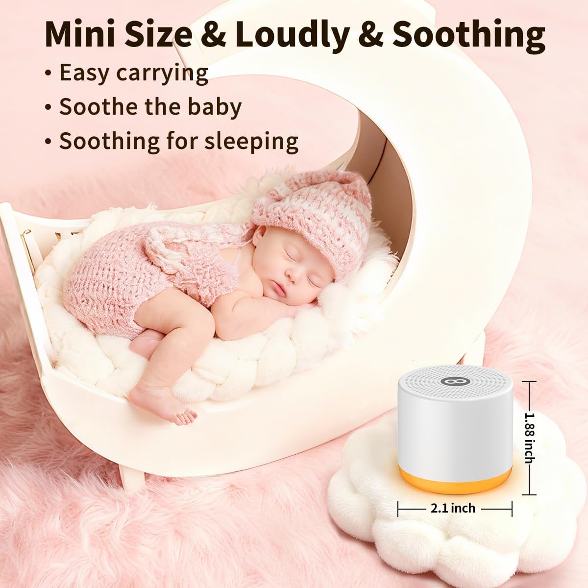 Portable White Noise Machine Mini Sound Machine with Light 30 Soothing Sounds Rechargeable for Adults Baby Kids Sleep Brown Noise Machine with Memory Function 4 Timers for Travel Camping Home Office