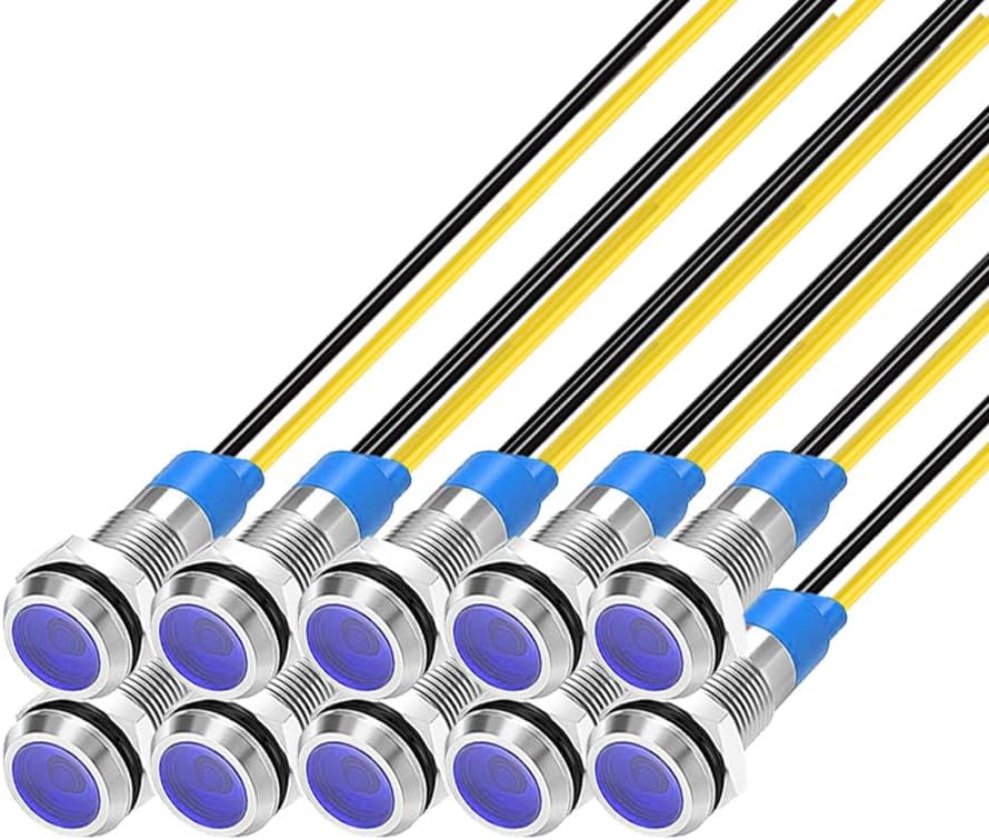 10pcs 6mm LED Metal Indicator Light 110V-220VAC Waterproof Signal Lamp (Blue)